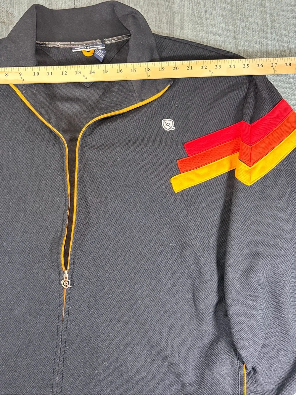 Roca Wear Men’s 4XL Black Full Zip Track Jacket Red Orange Stripe Big Tall